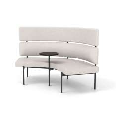 Derlot Crescent, 72˚ High-back curved bench with floating table
