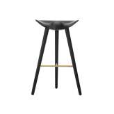 by Lassen ML42 Bar Stool, Black Stained Beech/Brass