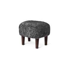 by Lassen Ingeborg Footstool Sheepskin, Antrachite/Smoked Oak