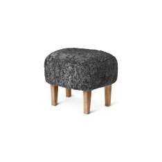 by Lassen Ingeborg Footstool Sheepskin, Antrachite/Natural Oak