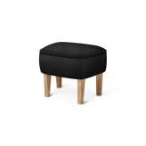 by Lassen Ingeborg Footstool Nevada Leather, Black/Natural Oak