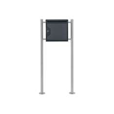 Briefkasten Manufaktur Hesse | Standbriefkasten HESSE 183-7016 mit Zeitungsfach - Edelstahl- Anthrazit-Grau RAL 7016