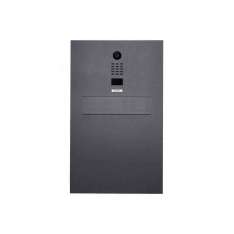 Briefkasten Manufaktur Designer | Edelstahl Zaunbriefkasten Designer BIG mit DoorBird Video- Sprechanlage - RAL nach Wahl