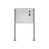 Briefkasten Manufaktur Designer | Edelstahl Standbriefkasten Designer Modell BIG ST-R mit DoorBird Video- Sprechanlage seitlich