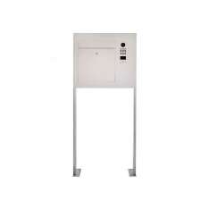 Briefkasten Manufaktur Designer | Edelstahl Standbriefkasten Designer Modell BIG ST-P mit DoorBird Video- Sprechanlage seitlich