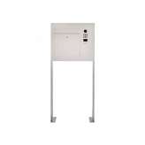 Briefkasten Manufaktur Designer | Edelstahl Standbriefkasten Designer Modell BIG ST-P mit DoorBird Video- Sprechanlage seitlich