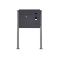 Briefkasten Manufaktur Designer | Edelstahl Standbriefkasten Designer BIG ST-R mit DoorBird Video- Sprechanlage seitlich - RAL R