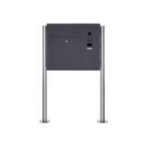 Briefkasten Manufaktur Designer | Edelstahl Standbriefkasten Designer BIG ST-R mit DoorBird Video- Sprechanlage seitlich - RAL R