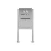 Briefkasten Manufaktur Designer | Edelstahl Standbriefkasten Designer BIG ST-R - Hausnummer hinterbeleuchtet - INDIVIDUELL