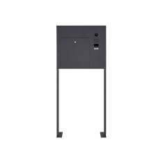 Briefkasten Manufaktur Designer | Edelstahl Standbriefkasten Designer BIG ST-P mit DoorBird Video- Sprechanlage seitlich - RAL R