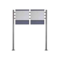 Briefkasten Manufaktur Brecht | 2er Design Edelstahl Standbriefkasten BRECHT ST-R mit Zeitungsfach - Edelstahl-RAL nach Wahl