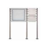 Briefkasten Manufaktur Basic | Standbriefkastenanlage mit Schaukasten BASIC 3894 ST-R - 710x660 - Edelstahl Standelemente Rechts