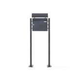 Briefkasten Manufaktur Basic | Standbriefkasten Design BASIC 380 ST-T mit Zeitungsfach - RAL 7016 anthrazitgrau 100mm Tiefe