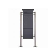 Briefkasten Manufaktur Basic | Paketbriefkasten freistehend BASIC 862-ST pulverbeschichtet mit Standelemente Edelstahl RAL 7016