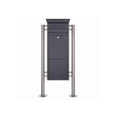 Briefkasten Manufaktur Basic | Paketbriefkasten freistehend BASIC 862-ST pulverbeschichtet mit Standelemente Edelstahl RAL 7016