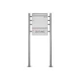Briefkasten Manufaktur Basic | Edelstahl Standbriefkasten Design BASIC 381 ST-R mit Zeitungsfach geschlossen 100mm Tiefe