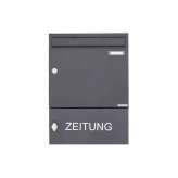 Briefkasten Manufaktur Basic | Aufputz Briefkasten Design BASIC 382A AP mit Zeitungsfach geschlossen - RAL 7016 anthrazitgrau 10