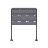 Briefkasten Manufaktur Basic | 9er Edelstahl Standbriefkasten Design BASIC Plus 385XP ST-T - RAL nach Wahl