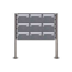 Briefkasten Manufaktur Basic | 9er Edelstahl Standbriefkasten Design BASIC Plus 385 220 X ST R - Edelstahl - RAL nach Wahl