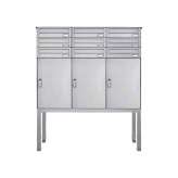 Briefkasten Manufaktur Basic | 9er Edelstahl Briefkastenanlage freistehend BASIC 863B ST-Q - 3x Paketfach - 9x Briefkasten