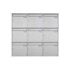 Briefkasten Manufaktur Basic | 9er Edelstahl Aufputz Briefkasten Design BASIC Plus 382XA AP - Edelstahl V2A geschliffen 100mm Ti