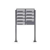 Briefkasten Manufaktur Basic | 9er Briefkastenanlage freistehend Design BASIC 385P ST-T - Edelstahl-RAL 7016 anthrazitgrau