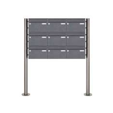 Briefkasten Manufaktur Basic | 9er Briefkastenanlage freistehend Design BASIC 385220 7016 ST-R - RAL 7016 anthrazitgrau