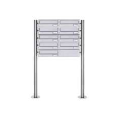 Briefkasten Manufaktur Basic | 9er Briefkastenanlage freistehend Design BASIC 385 ST-R - Edelstahl V2A, geschliffen