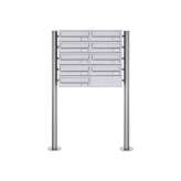 Briefkasten Manufaktur Basic | 9er Briefkastenanlage freistehend Design BASIC 385 ST-R - Edelstahl V2A, geschliffen