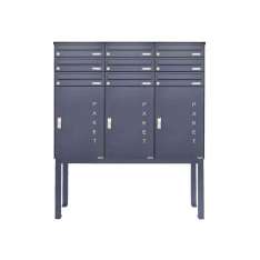 Briefkasten Manufaktur Basic | 9er Briefkastenanlage freistehend BASIC 863B ST-Q - 3x Paketfach - 9x Briefkasten in RAL 7016