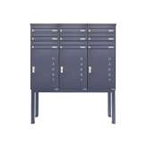 Briefkasten Manufaktur Basic | 9er Briefkastenanlage freistehend BASIC 863B ST-Q - 3x Paketfach - 9x Briefkasten in RAL 7016
