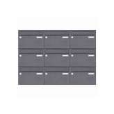 Briefkasten Manufaktur Basic | 9er Aufputz Briefkastenanlage Design BASIC 385 A 220 - RAL 7016 anthrazitgrau