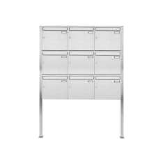 Briefkasten Manufaktur Basic | 9er 3x3 Edelstahl Standbriefkasten Design BASIC 384 ST-Q 100mm Tiefe