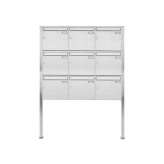 Briefkasten Manufaktur Basic | 9er 3x3 Edelstahl Standbriefkasten Design BASIC 384 ST-Q 100mm Tiefe