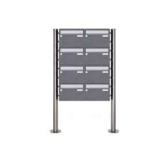 Briefkasten Manufaktur Basic | 8er Edelstahl Standbriefkasten Design BASIC Plus 385 220 X ST R - Edelstahl - RAL nach Wahl
