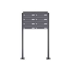 Briefkasten Manufaktur Basic | 8er Edelstahl Briefkastenanlage freistehend Design BASIC Plus 385XP ST-T - RAL nach Wahl