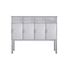 Briefkasten Manufaktur Basic | 8er Edelstahl Briefkastenanlage freistehend BASIC 863B ST-Q - 4x Paketfach - 8x Briefkasten