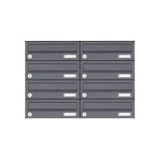 Briefkasten Manufaktur Basic | 8er Edelstahl Aufputz Briefkastenanlage Design BASIC Plus 385XA AP - RAL nach Wahl