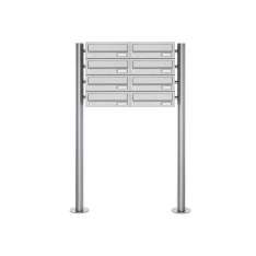 Briefkasten Manufaktur Basic | 8er Briefkastenanlage freistehend Design BASIC 385 ST-R - Edelstahl V2A, geschliffen