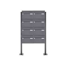 Briefkasten Manufaktur Basic | 8er 4x2 Edelstahl Standbriefkasten Design BASIC Plus 385XP ST-T - RAL nach Wahl