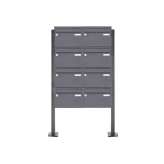 Briefkasten Manufaktur Basic | 8er 4x2 Edelstahl Standbriefkasten Design BASIC Plus 385XP ST-T - RAL nach Wahl
