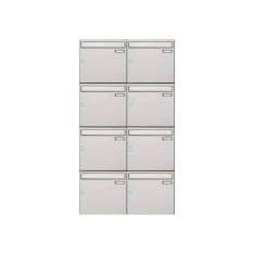 Briefkasten Manufaktur Basic | 8er 4x2 Edelstahl Aufputz Briefkastenanlage Design BASIC 382A-AP Edelstahl V2A, geschliffen 100mm