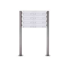 Briefkasten Manufaktur Basic | 8er 4x2 Briefkastenanlage freistehend Design BASIC 385-9016 ST-R - RAL 9016 verkehrsweiß