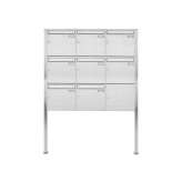Briefkasten Manufaktur Basic | 8er 3x3 Edelstahl Standbriefkasten Design BASIC 384 ST-Q 100mm Tiefe