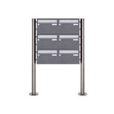 Briefkasten Manufaktur Basic | 6er Edelstahl Standbriefkasten Design BASIC Plus 385 220 X ST R - Edelstahl - RAL nach Wahl