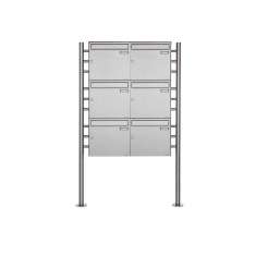 Briefkasten Manufaktur Basic | 6er Edelstahl Standbriefkasten Design BASIC Plus 381X ST R - Edelstahl V2A geschliffen 100mm Tief