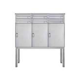 Briefkasten Manufaktur Basic | 6er Edelstahl Briefkastenanlage freistehend BASIC 863B ST-Q - 3x Paketfach - 6x Briefkasten