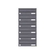 Briefkasten Manufaktur Basic | 6er Edelstahl Aufputz Briefkastenanlage Design BASIC Plus 385XA AP - RAL nach Wahl