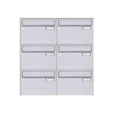 Briefkasten Manufaktur Basic | 6er Edelstahl Aufputz Briefkastenanlage Design BASIC 385 A 220 - Edelstahl V2A geschliffen