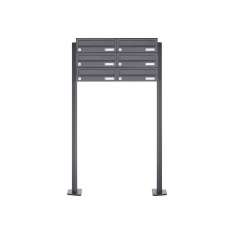 Briefkasten Manufaktur Basic | 6er Briefkastenanlage freistehend Design BASIC 385P ST-T - Waagerecht - RAL 7016 anthrazitgrau